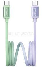 USAMS BICOLOR adatkábel (Type-C - Type-C, 60W, PD gyorstöltő, 120cm) ZÖLD/LILA (SJ756USB02) (SJ756USB02) - mysoft