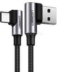 UGREEN adatkábel (USB - Type-C, 3A, gyorstöltő 3.0, 50cm, 90 fokos, cipőfűző) FEKETE (UGREEN_US176) (UGREEN_US176)