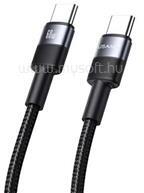 USAMS SY adatkábel (Type-C - Type-C, 60W, PD gyorstöltő, 120cm, cipőfűző) FEKETE (SJ724USB01) (SJ724USB01)