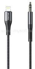Awei CL-116L audió kábel (3.5mm jack - lightning, 100cm, cipőfűző) FEKETE (AWEI_CL-116L_B) (AWEI_CL-116L_B)