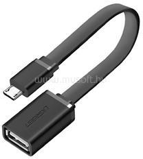 UGREEN adapter kábel (USB aljzat - microUSB, OTG, 15cm, lapos kábel) FEKETE (UGREEN_US133) (UGREEN_US133)