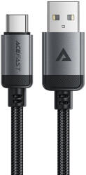 ACEFAST USB Type-C Adatkábel C20-04, 3A, Gyors Töltés, Hajlításálló, Nylon Fonat, 1, 2m - Fekete