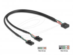 Delock Kábel USB 2.0-s csatlakozóhüvellyel, 2, 54 mm, 10 tű a 2 x USB 2.0-s csatlakozóhüvellyel, 2, 54 mm, 4 tű, 30 cm (84513) (84513)