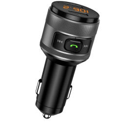 Techsuit FM Transmitter Techsuit VoltTune (MFM1) - Dual-USB, QC3.0, MP3 Lejátszó Funkció, Bluetooth - Fekete