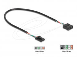 Delock Kábel USB 2.0-s csatlakozóhüvellyel, 2, 54 mm, 4 tű a USB 2.0-s csatlakozóhüvellyel, 2, 54 mm, 10 tű, 30 cm (83025) (83025)