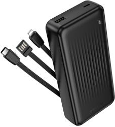 BOROFONE Power Bank 20000mAh BJ79A Clever - USB - Type C és Lightning kábelekkel fekete