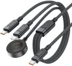 ACEFAST - Adatkábel (C6-11) - Gyors töltés, 2x Type-C, Vezeték nélküli töltő USB-C-hez, 3 az 1-ben, 100W, 5A, 5W, 480Mb/s, 1.2m - Fekete