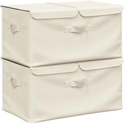 vidaXL 2 db krémszínű szövet tárolódoboz 50 x 30 x 25 cm 332917 (332917)