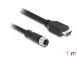 Delock M12 kábel A-kódú, 17 tűs anya- HDMI apa 1 m fekete (81217) (81217)