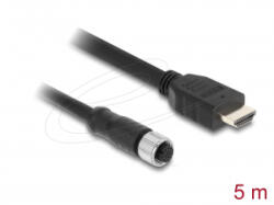 Delock M12 kábel A-kódú, 17 tűs anya- HDMI apa 5 m fekete (81220) (81220)