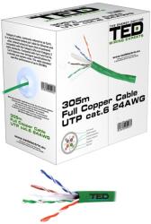 TED Electric Cablu UTP CAT 6, cupru integral 0.5 mm, 24 AWG, culoare verde, rola 305 metri TED Wire Expert TED002501 (RSGA0115398)
