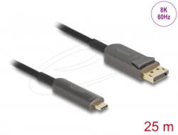 Delock Aktív optikai kábel USB Type-C DisplayPort, 8K 60 Hz, 40 Gbps, 25 m (81608) (81608)