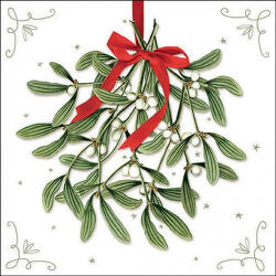 Ambiente Mistletoe With Bow White Papírszalvéta 33X33cm, 20db-os - fizz