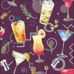 Ambiente Cocktail Party Aubergine Papírszalvéta 33X33cm, 20db-os - fizz