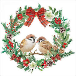 Ambiente Sparrows In Wreath Papírszalvéta 33X33cm, 20db-os