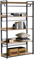 TEMPO KONDELA 5 Polcos Állvány, Tölgy/Fekete, Kilos New Typ 3