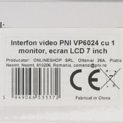 PNI VP6024 intelligens videó kaputelefon 1 monitorral, 7 hüvelykes 1080p érintőképernyővel, WiFi-vel, Tuya mobilalkalmazással, kártyanyílással, IP65