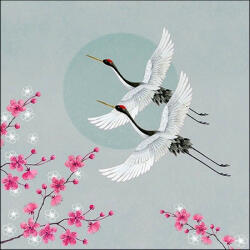 Ambiente Cranes green Papírszalvéta 33X33cm, 20db-os - fizz