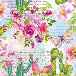 Ambiente Roses & Cacti Papírszalvéta 33X33cm, 20db-os - fizz