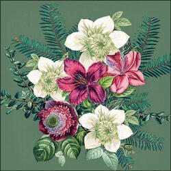 Ambiente Azalea And Helleborus green Papírszalvéta 33X33cm, 20db-os - fizz