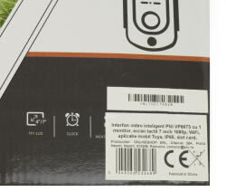 PNI VP8673 intelligens videó kaputelefon 1 monitorral, 7 hüvelykes 1080p érintőképernyővel, WiFi, Tuya mobilalkalmazással, IP65, kártyanyílás, képernyő