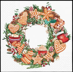 PAW gingerbread Wreath Papírszalvéta 33X33cm, 20db-os