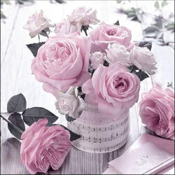 Ambiente Music Roses Vintage Papírszalvéta 33X33cm, 20db-os - fizz