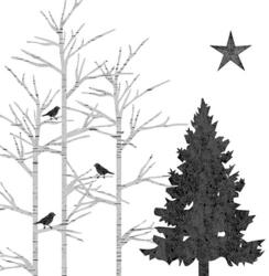 PPD Mystic Tree Silver White Papírszalvéta 33X33cm, 20db-os