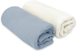 MimiNu MimiNu, scutece din muselina, denim + crema, 75x75 cm, 2 buc