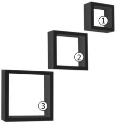 TEMPO KONDELA Polc Készlet, 3 Darab, Fekete, Kvadro New