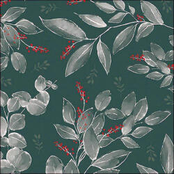 Ambiente Leaves And Berries green Papírszalvéta 33X33cm, 20db-os - fizz