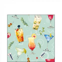 Ambiente Cocktail Party Aqua Papírszalvéta 25X25cm, 20db-os - fizz