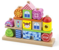 Viga Toys Set de construcție Set de construcție din lemn - oraș
