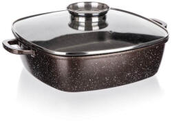 BANQUET Tigaie Banquet cu suprafață antiaderentă Premium Dark Brown 28 x 28 x 8 cm, cu capac cu buton pentru aromă