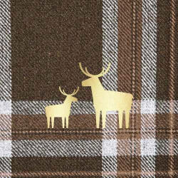 PPD Check Brown And Deer Papírszalvéta 33X33cm, 20db-os - fizz