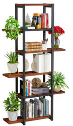 TEMPO KONDELA Polcállvány, Fekete/Rusztikus Fa, Lemy