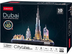 CubicFun Puzzle 3D luminos CityLine panorama: Dubai 182 piese - efistore - 147,99 RON