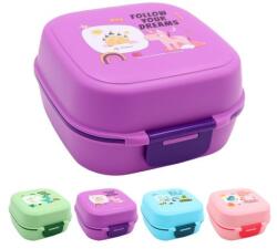 JUNIOR Cutie pentru gustări cu compartiment + lingură (mix de modele pentru copii / preț 1 buc)
