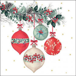 Ambiente Berry Baubles White Papírszalvéta 33X33cm, 20db-os - fizz
