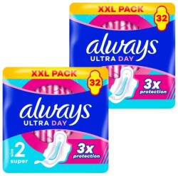 Always Ultra Day Super egészségügyi szárnyas betét, 2-es méret (64 db)