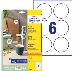 Avery Zweckform Etikett, univerzális, 80 mm, kör, AVERY ZWECKFORM, 60 etikett/csomag (AY622910) - jatekotthon