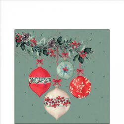 Ambiente Berry Baubles green Papírszalvéta 25X25cm, 20db-os - fizz