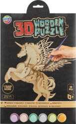 Moxy Puzzle 3D din lemn de colorat, Unicorn