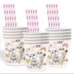 QX Pahar din hârtie cu model pisicuță So Sweet! - set de 10 bucăți (364348)