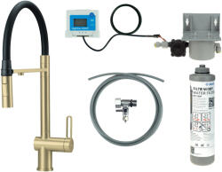 Deante Magnetic két funkciós konyhai csaptelep vízszűrős készlettel, szálcsiszolt arany/matt fekete BRMFR75M (BRMFR75M)