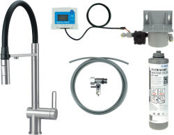 Deante Magnetic két funkciós konyhai csaptelep vízszűrős készlettel, szálcsiszolt acél/matt fekete BRMFF75M (BRMFF75M)