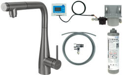 Deante Eridan mosogató csaptelep kihúzható kifolyóval és vízszűrős készlettel, titánium BREFD75M (BREFD75M)