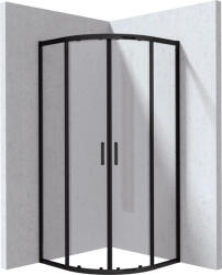 Deante Funkia Evo íves zuhanykabin átlátszó üveggel 90x90x195 cm, matt fekete profilszín KYP_N099P (KYP_N099P)