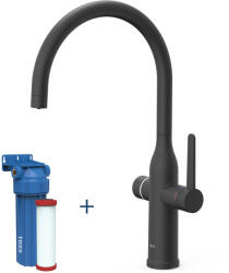 TRES Selection hidegindítású konyhai keverőcsaptelep szűrt és normál vízhez, matt fekete 23045301NM (23045301NM)