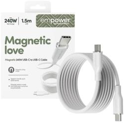 empower by PanzerGlass® Data кабел empower by PanzerGlass Magnetic Snake USB-C to USB-C Cable 240W USB 2.0, 1, 5m - Silver White